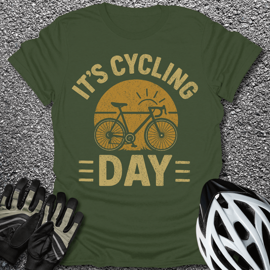 It's Cycling Day T-Shirt in Military Green / S from CycleTees