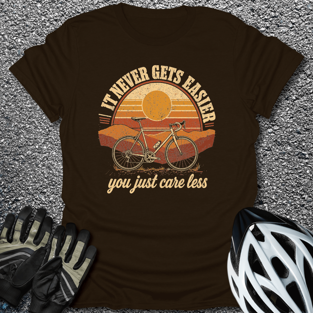 Just Care Less T-Shirt in Dark Chocolate / S from CycleTees