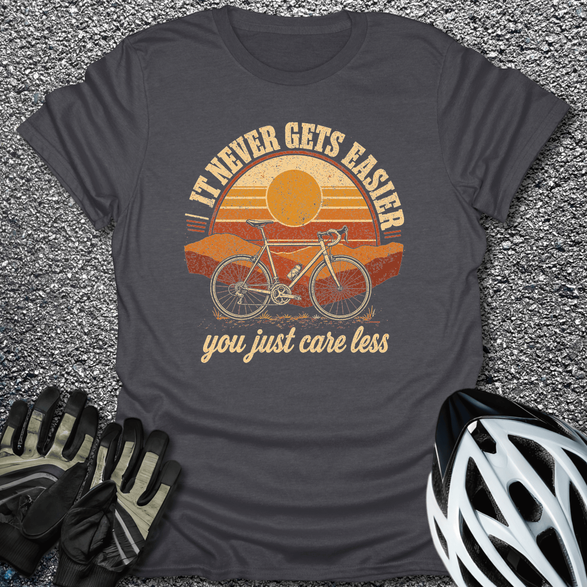Just Care Less T-Shirt in Dark Heather / S from CycleTees