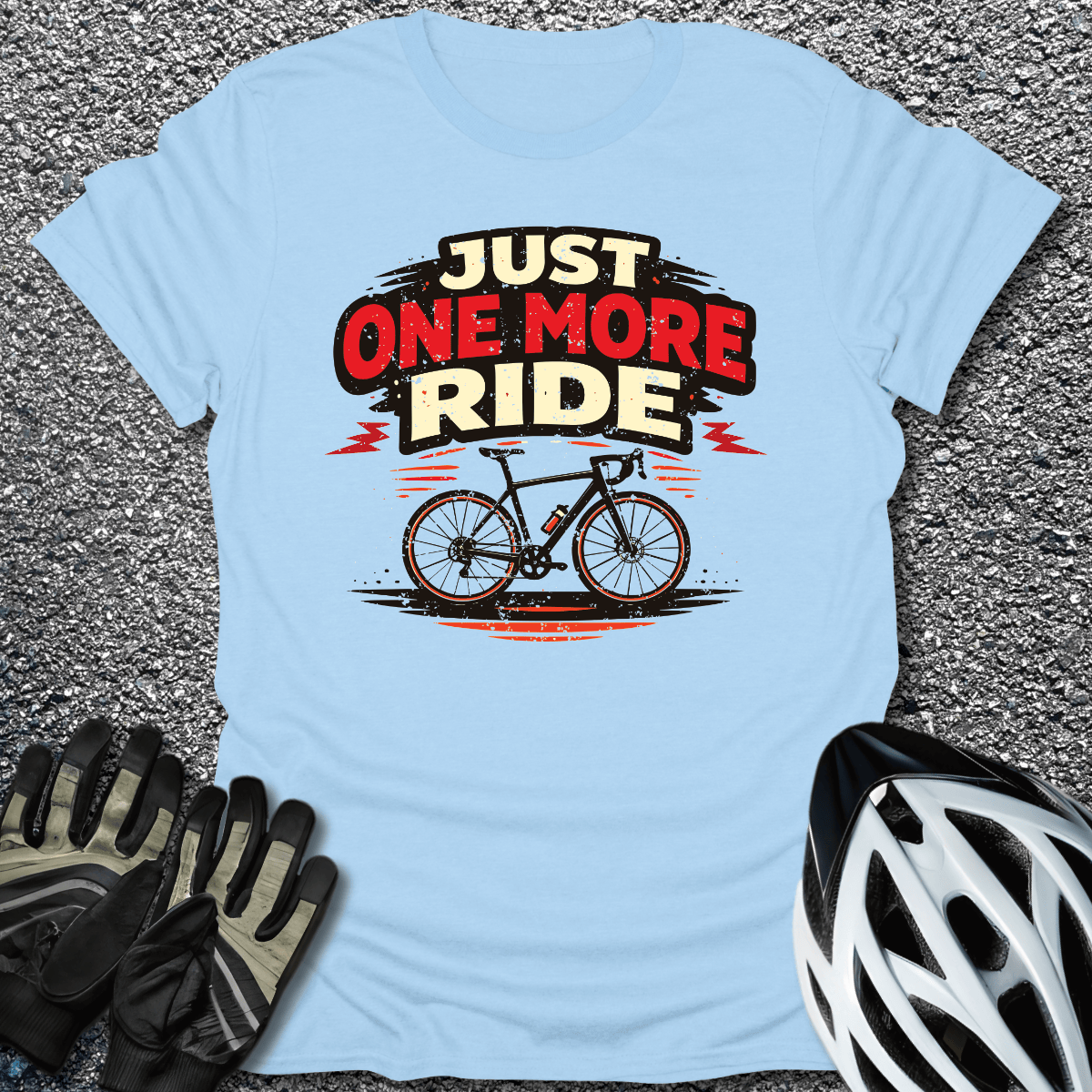 Just One More Ride T-Shirt in Light Blue / S from CycleTees