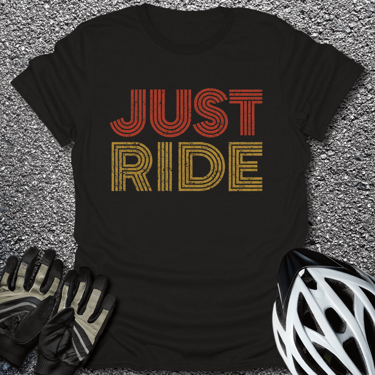 Just Ride Retro T-Shirt in Black / S from CycleTees