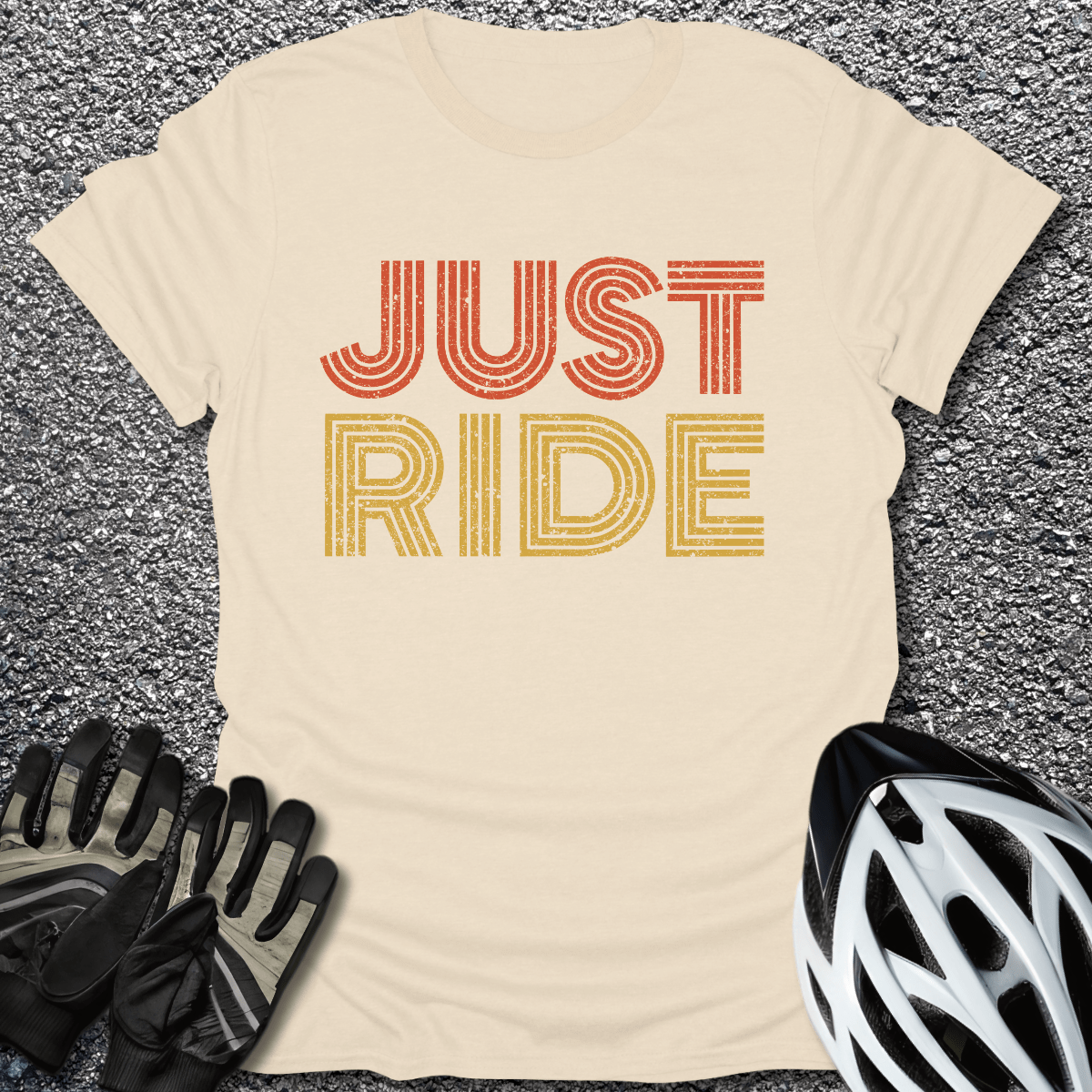 Just Ride Retro T-Shirt in Natural / S from CycleTees