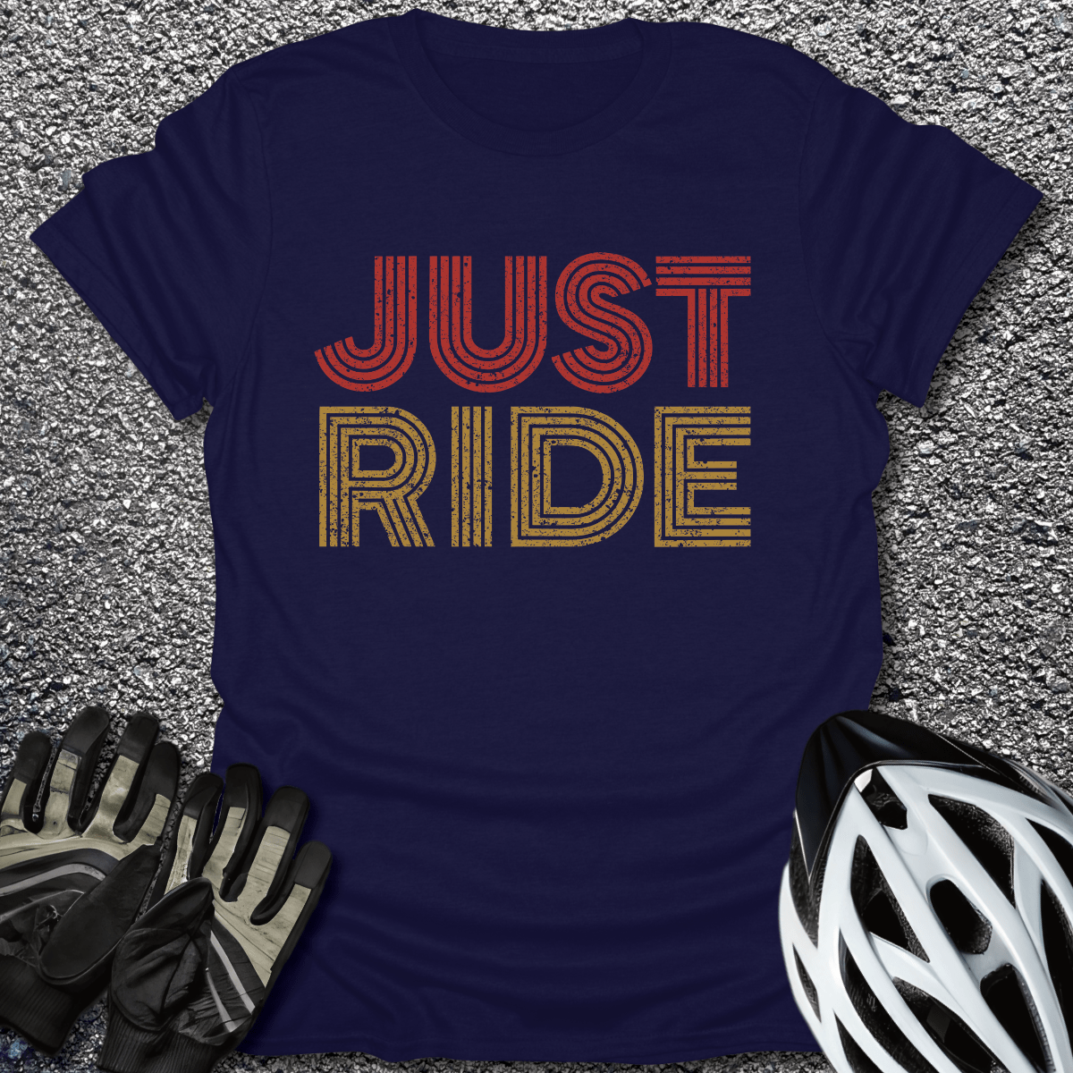 Just Ride Retro T-Shirt in Navy / S from CycleTees