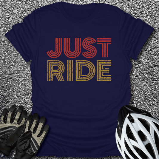 Just Ride Retro T-Shirt in Navy / S from CycleTees