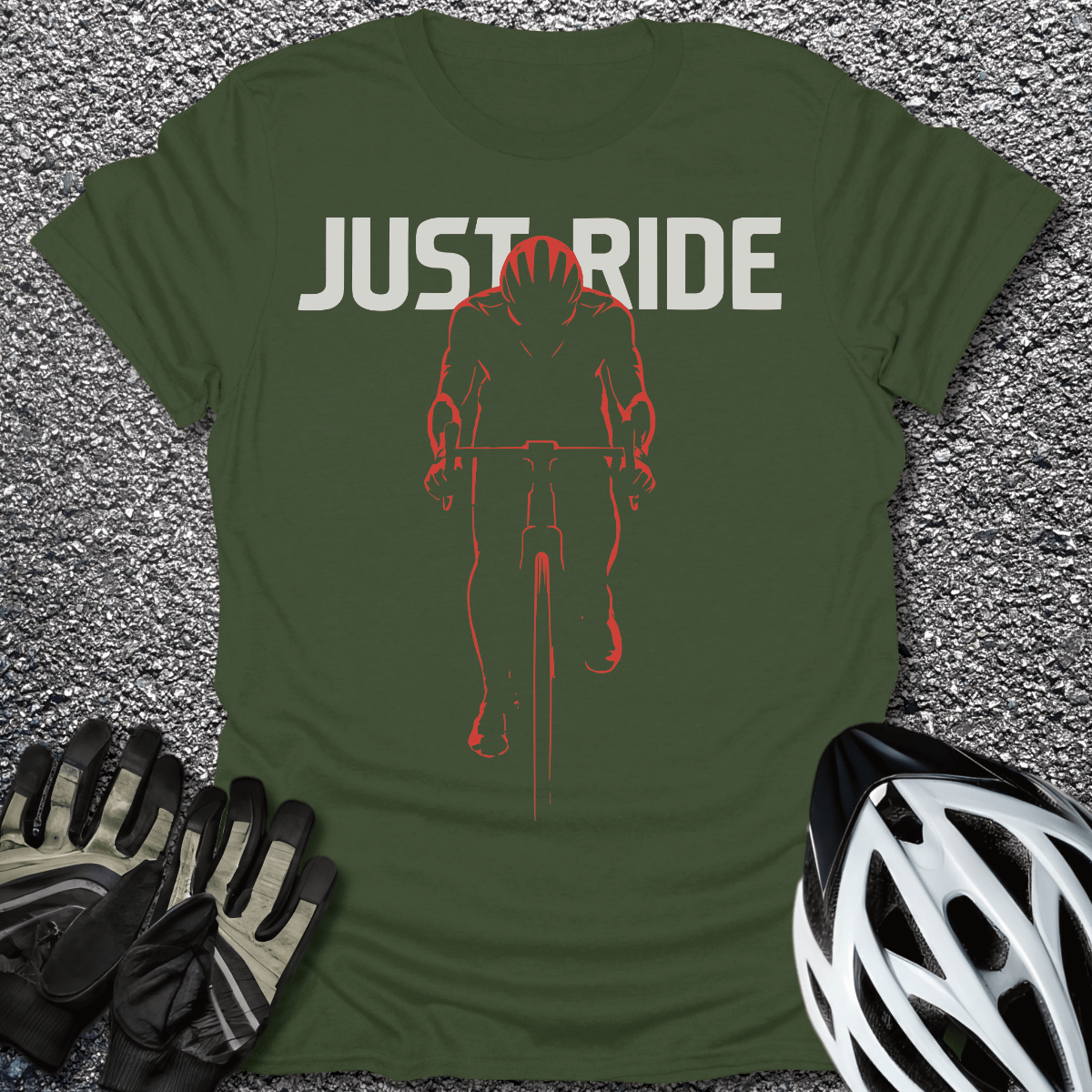Just Ride T-Shirt in Military Green / S from CycleTees