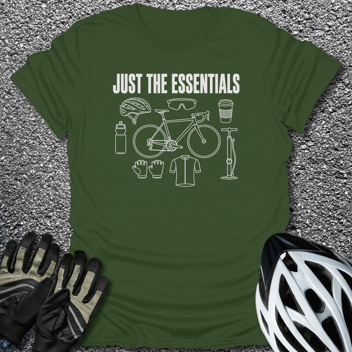 Just The Essentials T-Shirt in Military Green / S from CycleTees