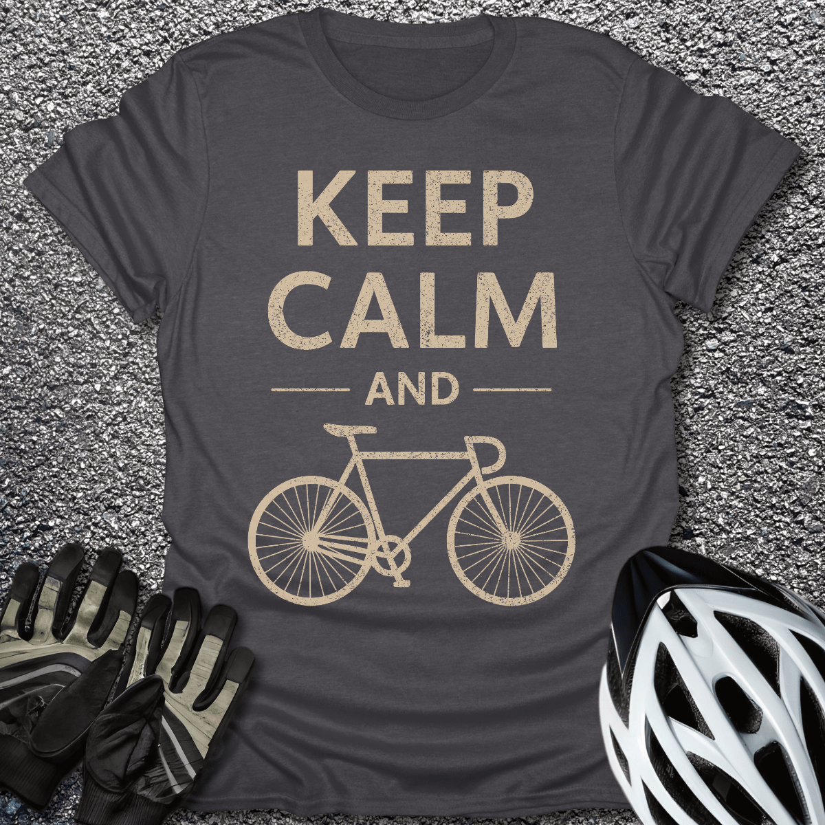 Keep Calm T-Shirt in Dark Heather / S from CycleTees