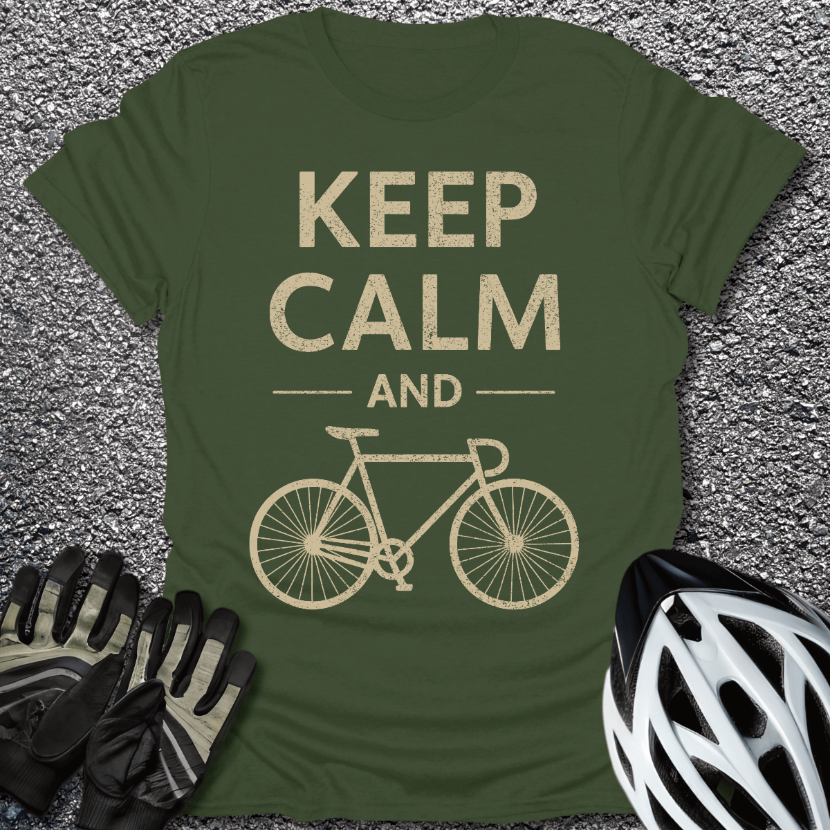 Keep Calm T-Shirt in Military Green / S from CycleTees
