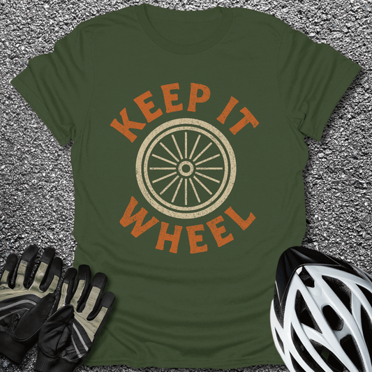 Keep It Wheel T-Shirt in Military Green / S from CycleTees