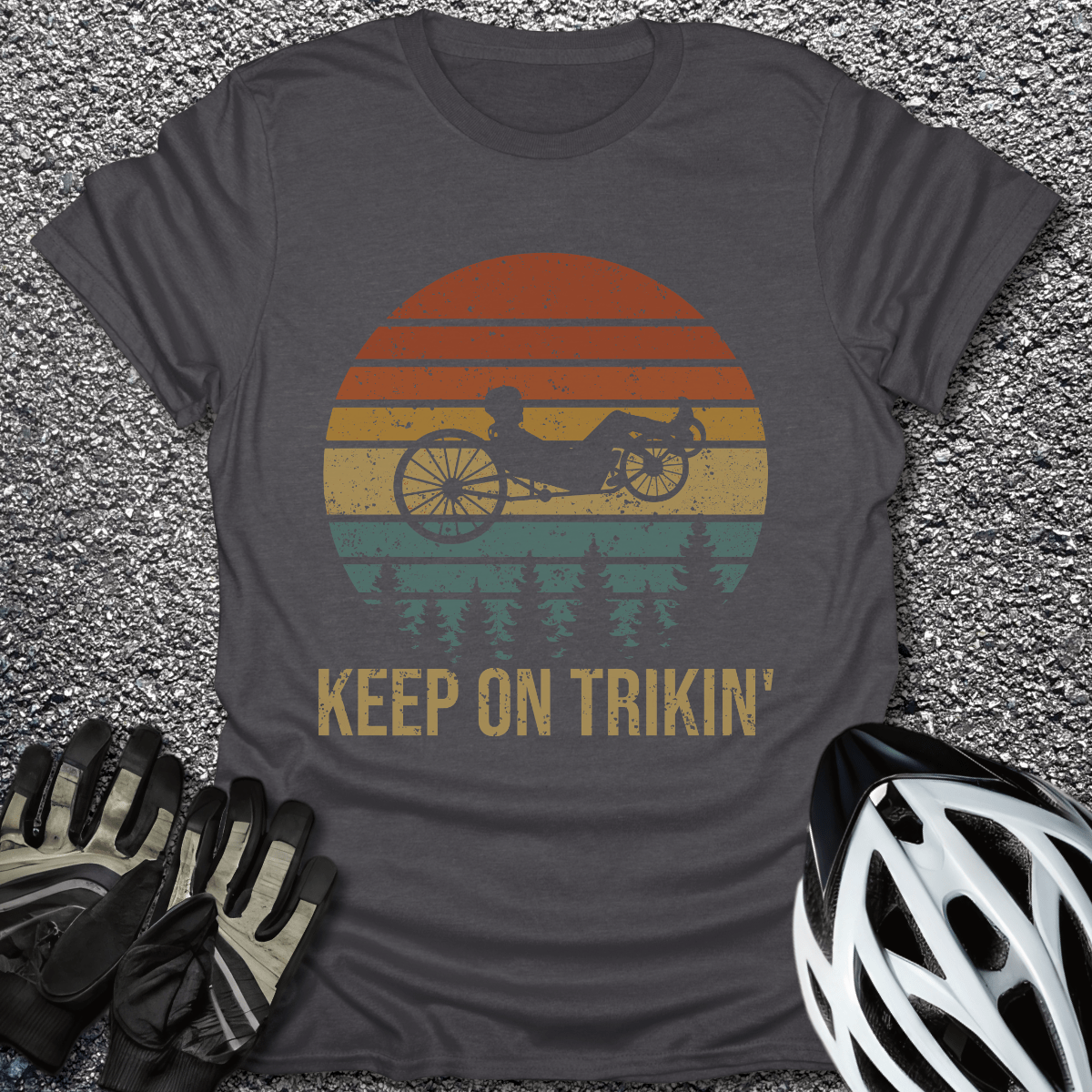 Keep On Trikin T-Shirt in Dark Heather / S from CycleTees