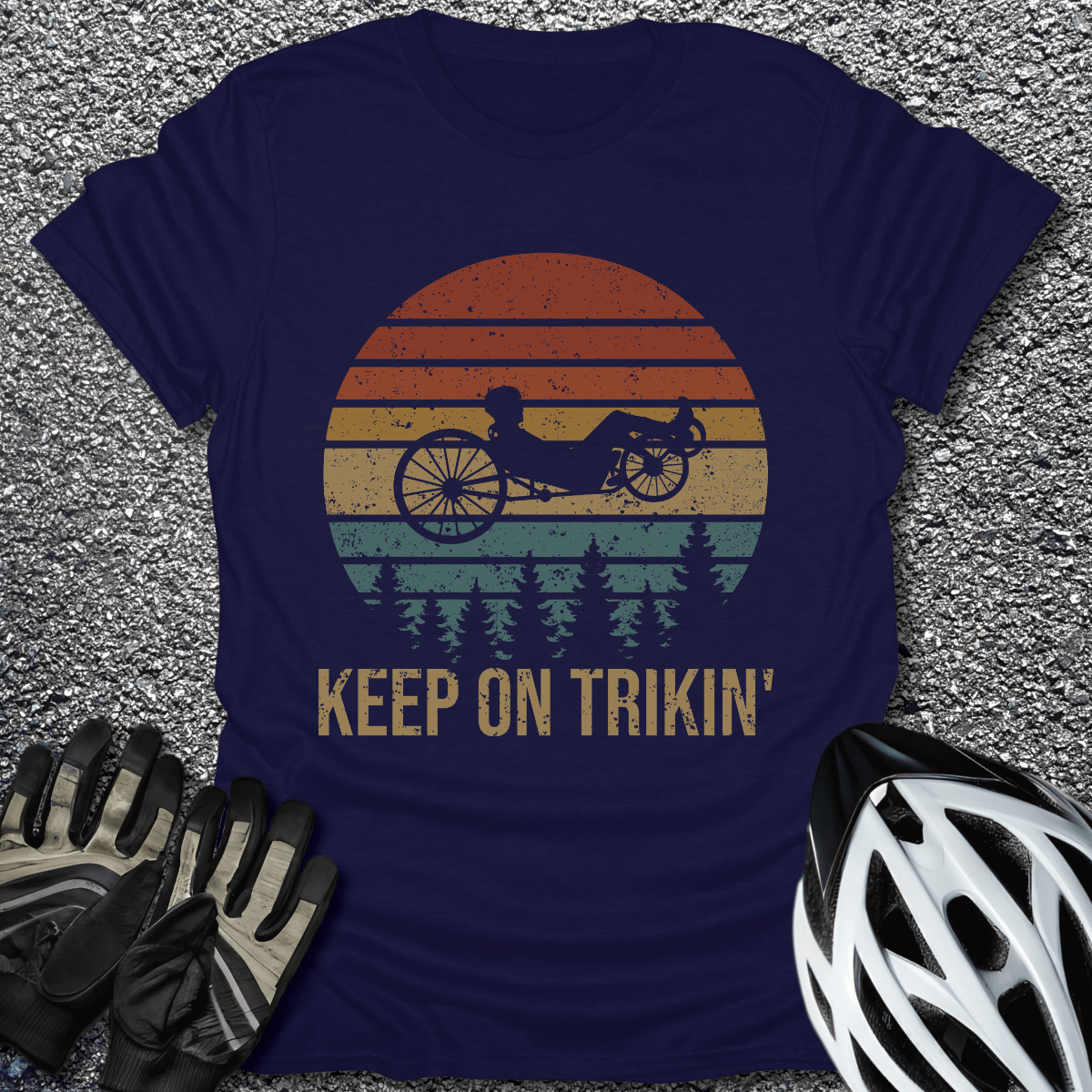 Keep On Trikin T-Shirt in Navy / S from CycleTees