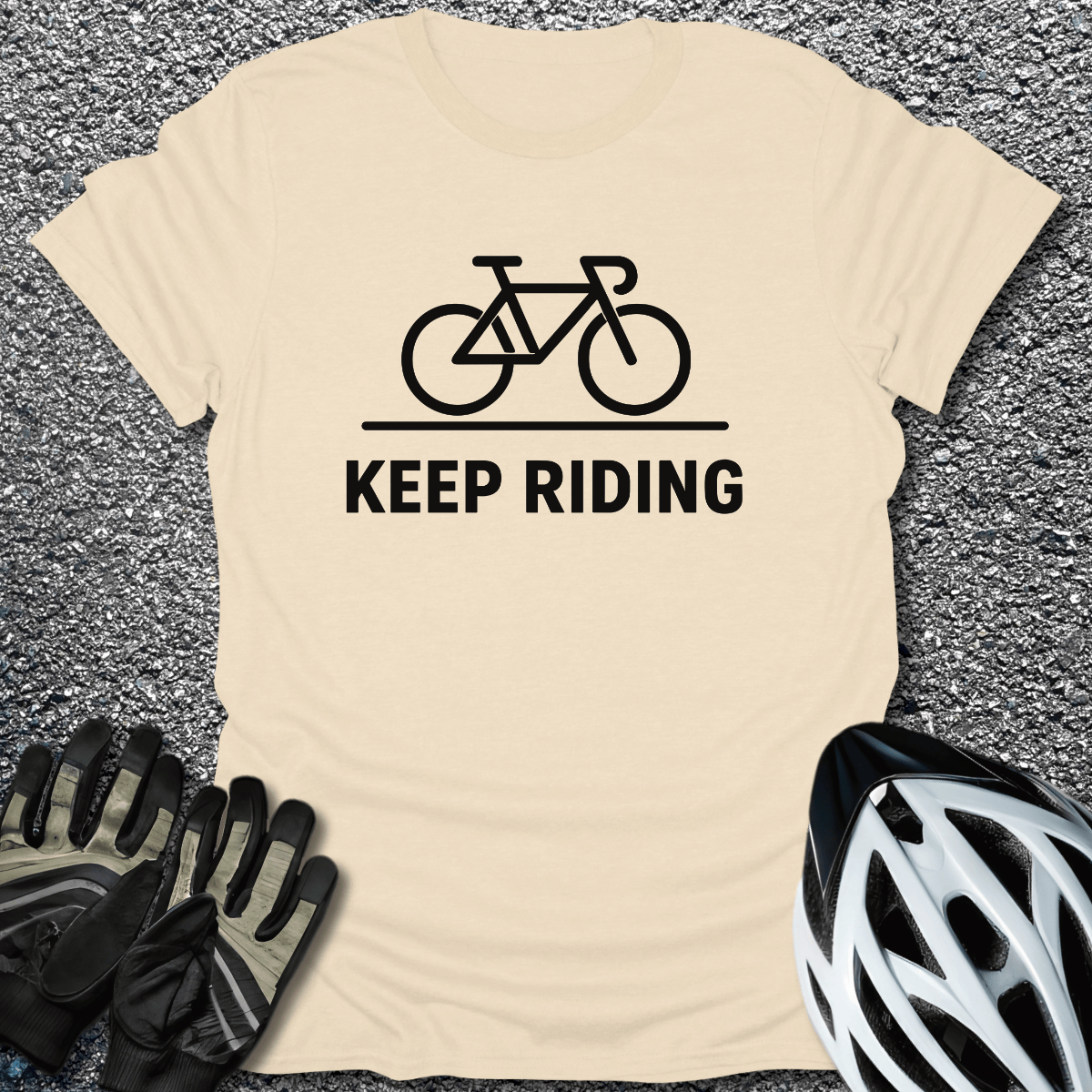 Keep Riding T-Shirt in Natural / S from CycleTees