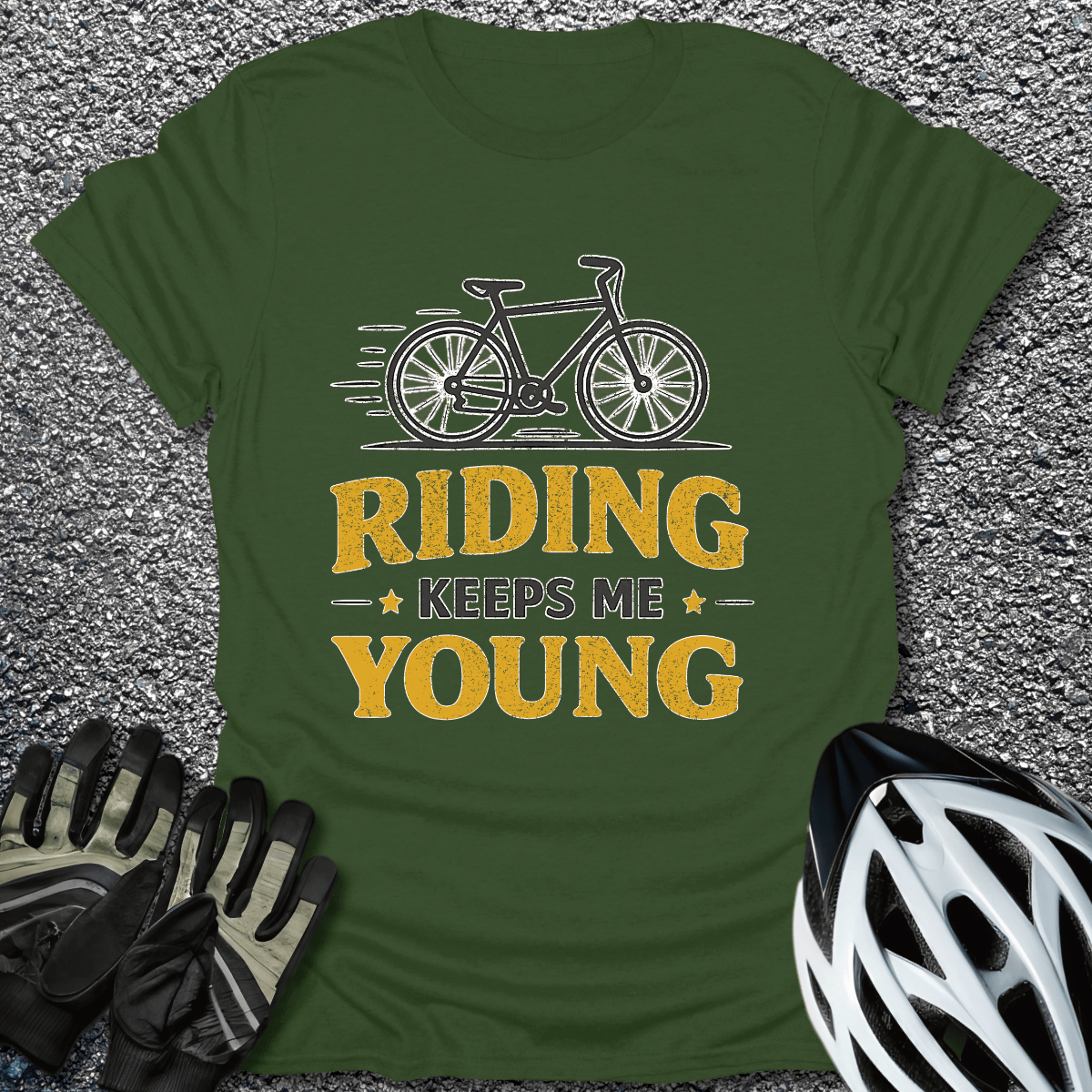 Keeps Me Young T-Shirt in Military Green / S from CycleTees