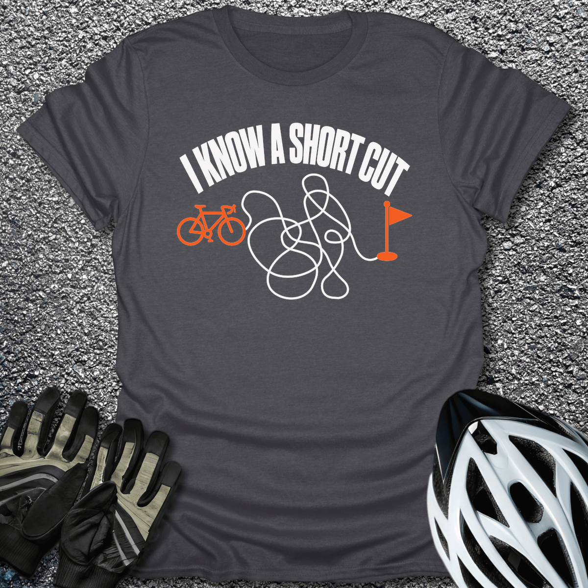 Know A Shortcut T-Shirt in Dark Heather / S from CycleTees