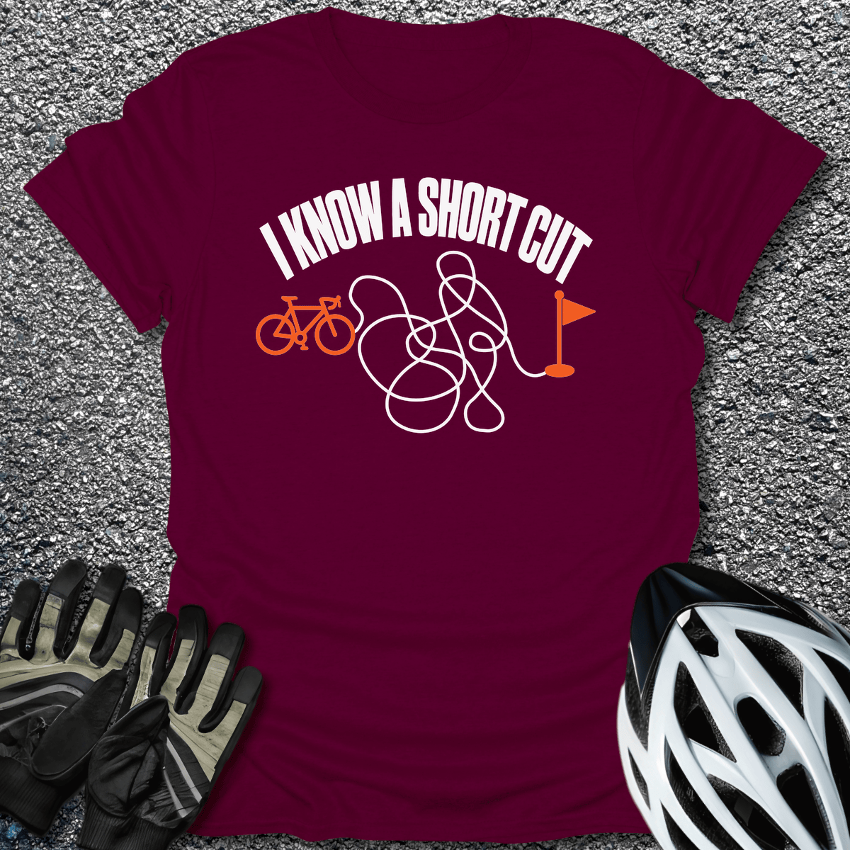 Know A Shortcut T-Shirt in Maroon / S from CycleTees