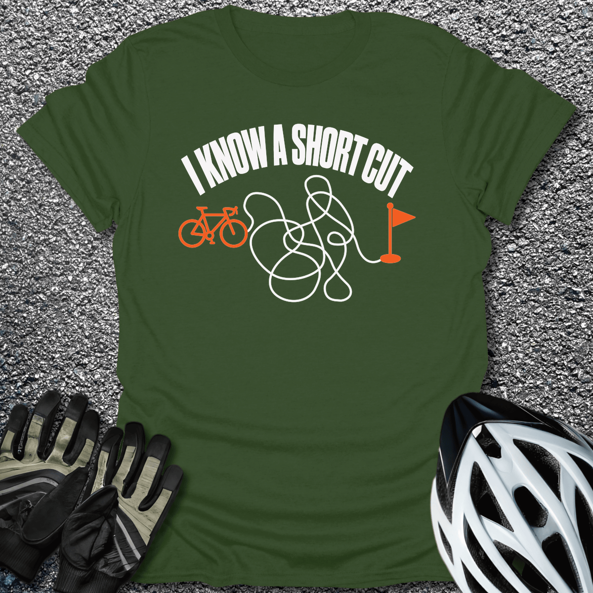 Know A Shortcut T-Shirt in Military Green / S from CycleTees