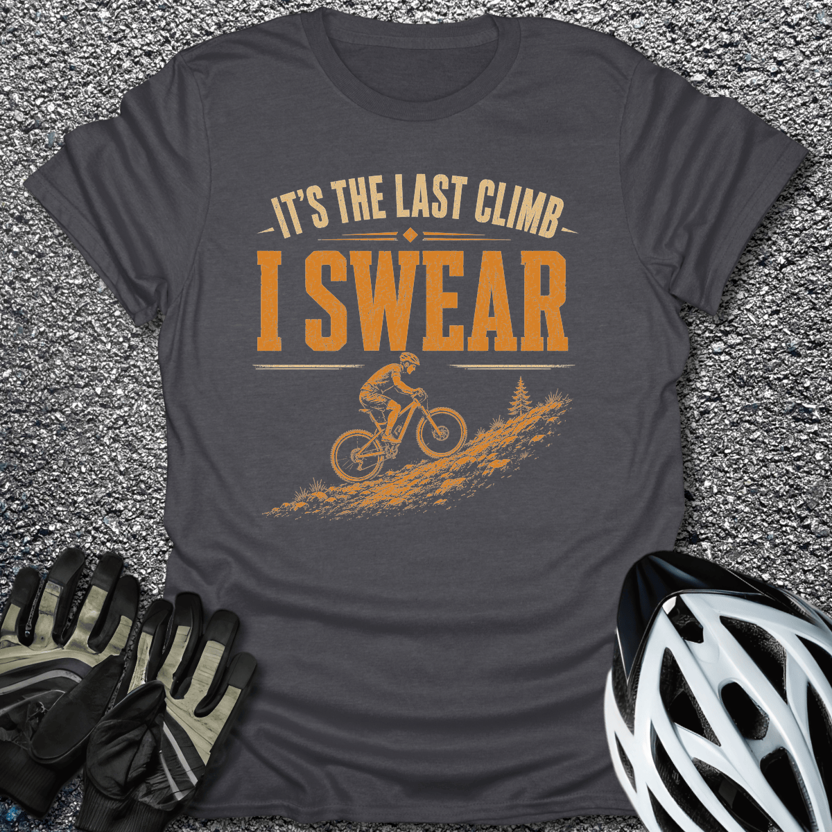 Last Climb T-Shirt in Dark Heather / S from CycleTees