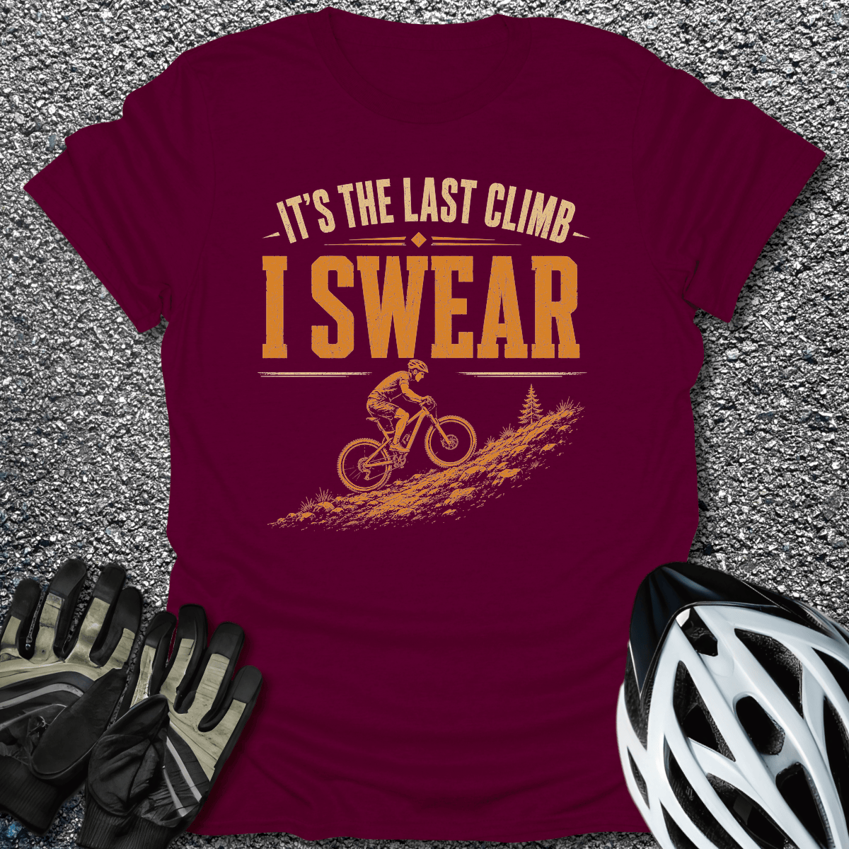 Last Climb T-Shirt in Maroon / S from CycleTees