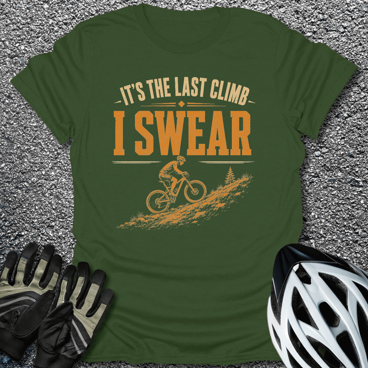 Last Climb T-Shirt in Military Green / S from CycleTees