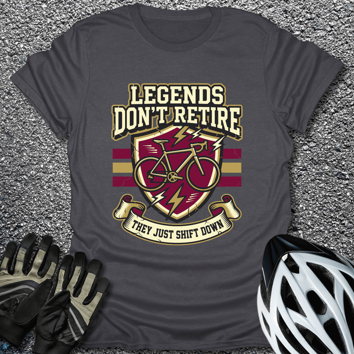 Legends Don't Retire T-Shirt in Dark Heather / S from CycleTees