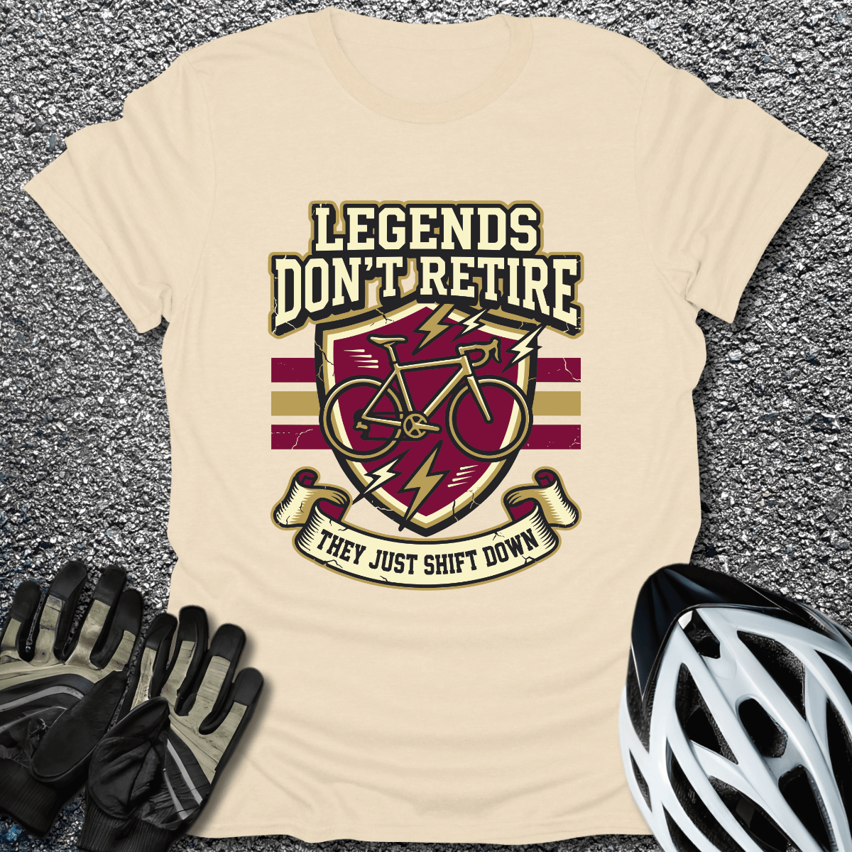 Legends Don't Retire T-Shirt in Natural / S from CycleTees