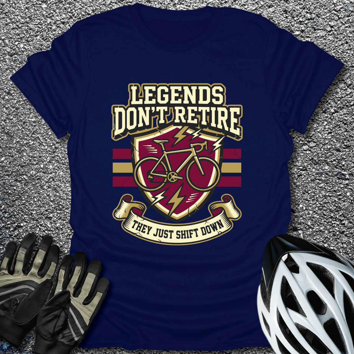 Legends Don't Retire T-Shirt in Navy / S from CycleTees