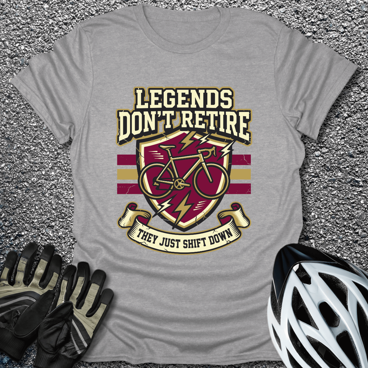 Legends Don't Retire T-Shirt in Sport Grey / S from CycleTees