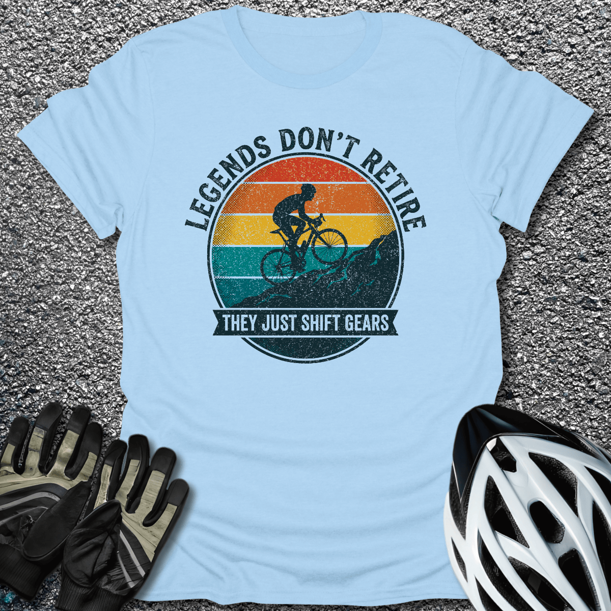 Legends Shift Gears T-Shirt in Light Blue / S from CycleTees