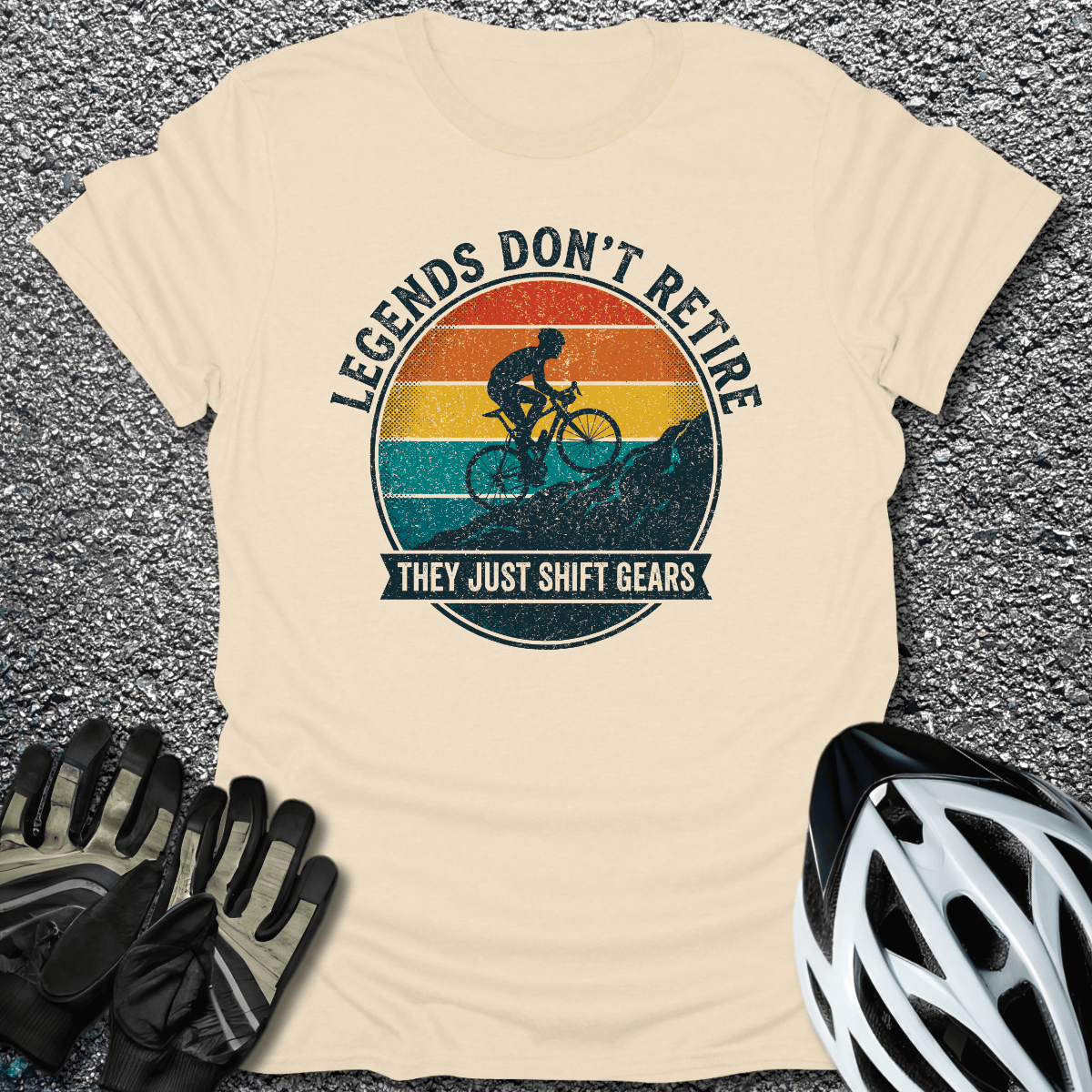 Legends Shift Gears T-Shirt in Natural / S from CycleTees