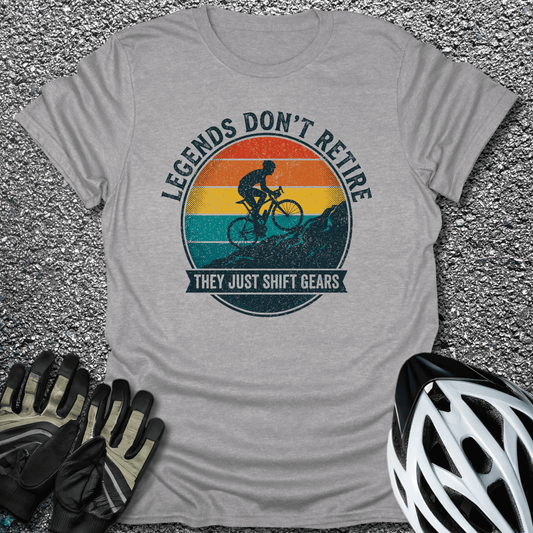 Legends Shift Gears T-Shirt in Sport Grey / S from CycleTees