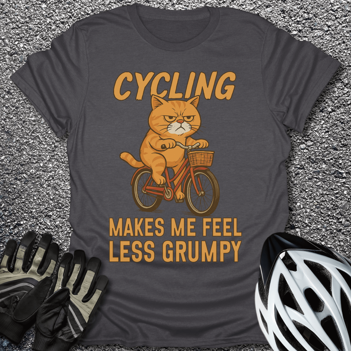 Less Grumpy T-Shirt in Dark Heather / S from CycleTees