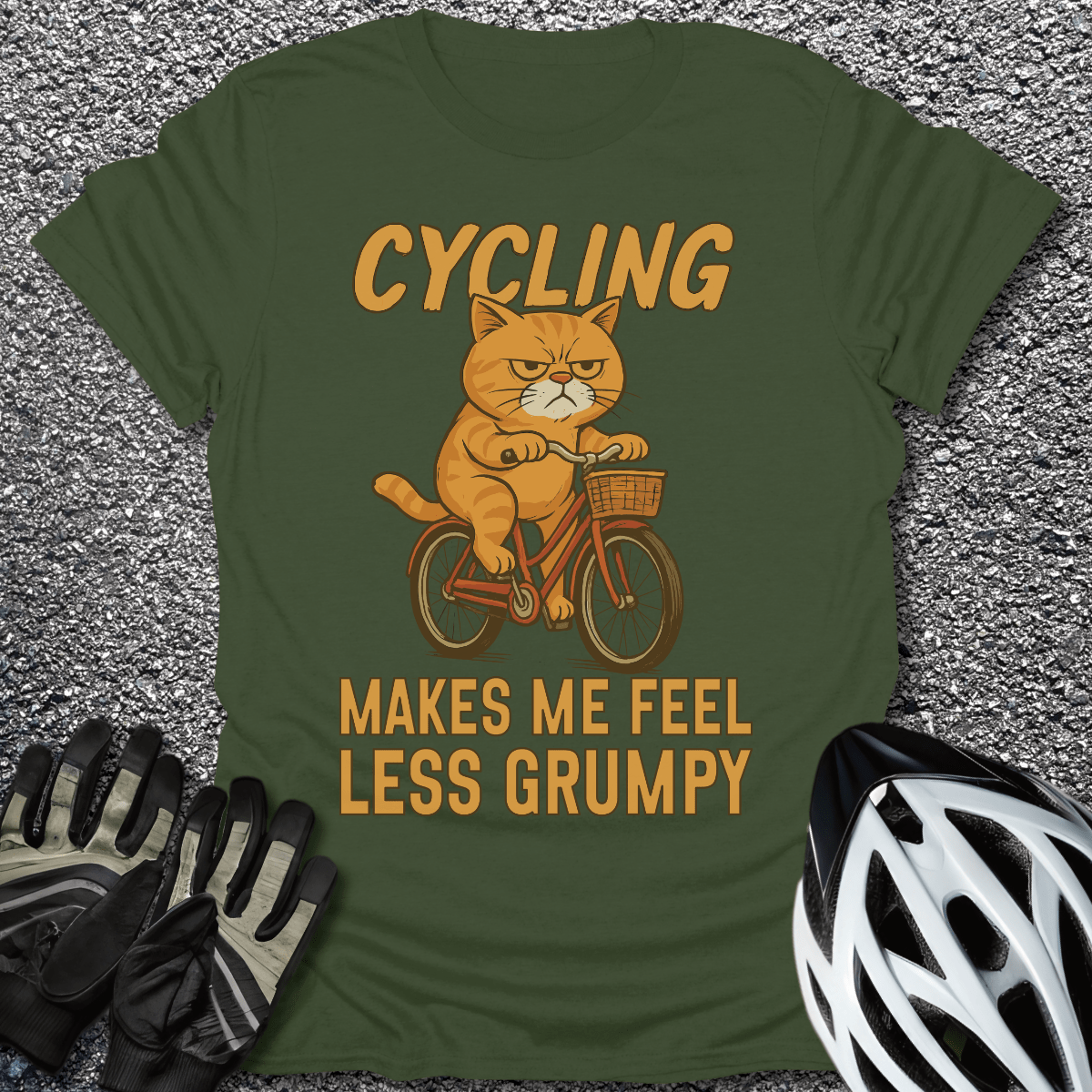 Less Grumpy T-Shirt in Military Green / S from CycleTees