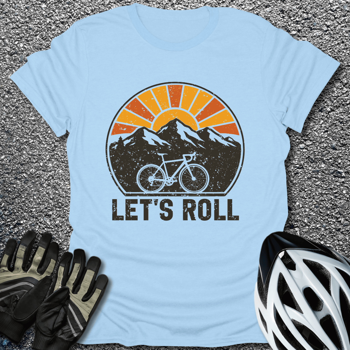 Let's Roll T-Shirt in Light Blue / S from CycleTees
