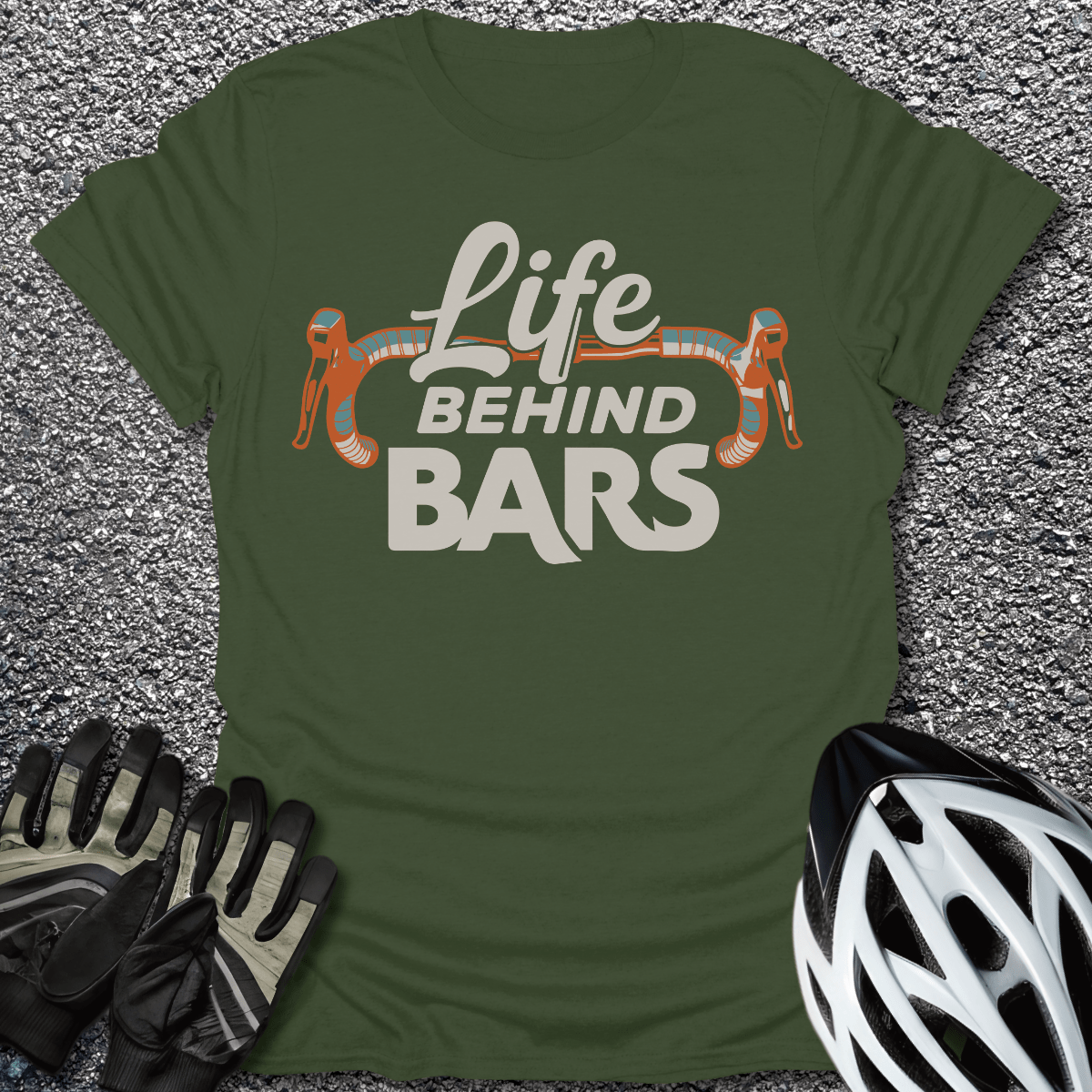Life Behind Bars V2 T-Shirt in Military Green / S from CycleTees