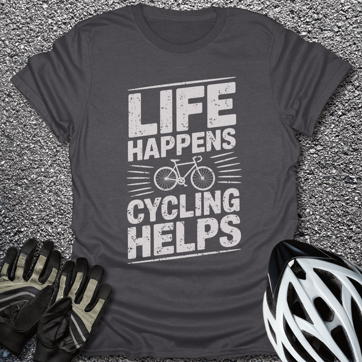 Life Happens T-Shirt in Dark Heather / S from CycleTees