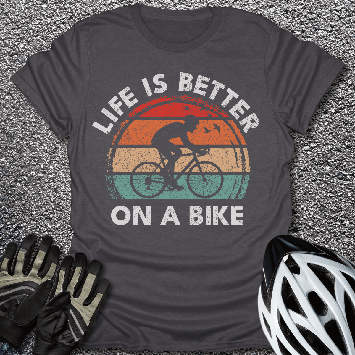 Life Is Better T-Shirt in Dark Heather / S from CycleTees