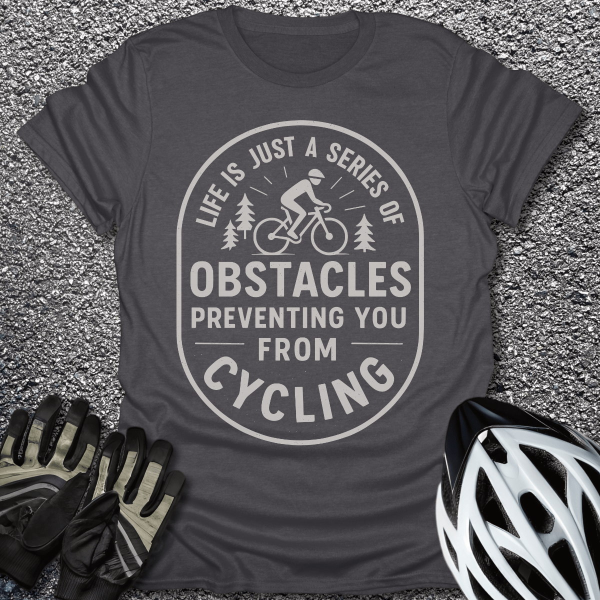 Life Is Just T-Shirt in Dark Heather / S from CycleTees