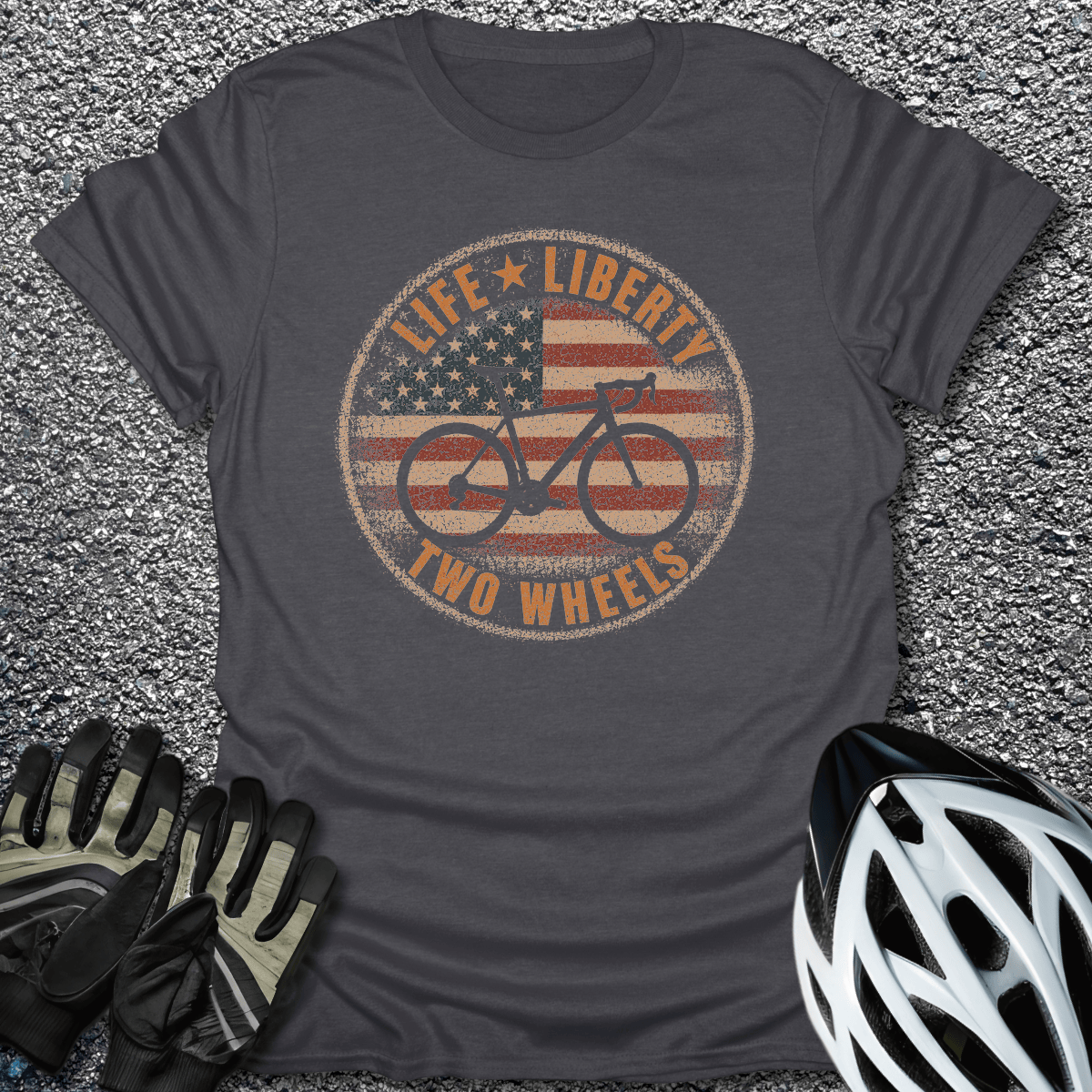 Life Liberty T-Shirt in Dark Heather / S from CycleTees