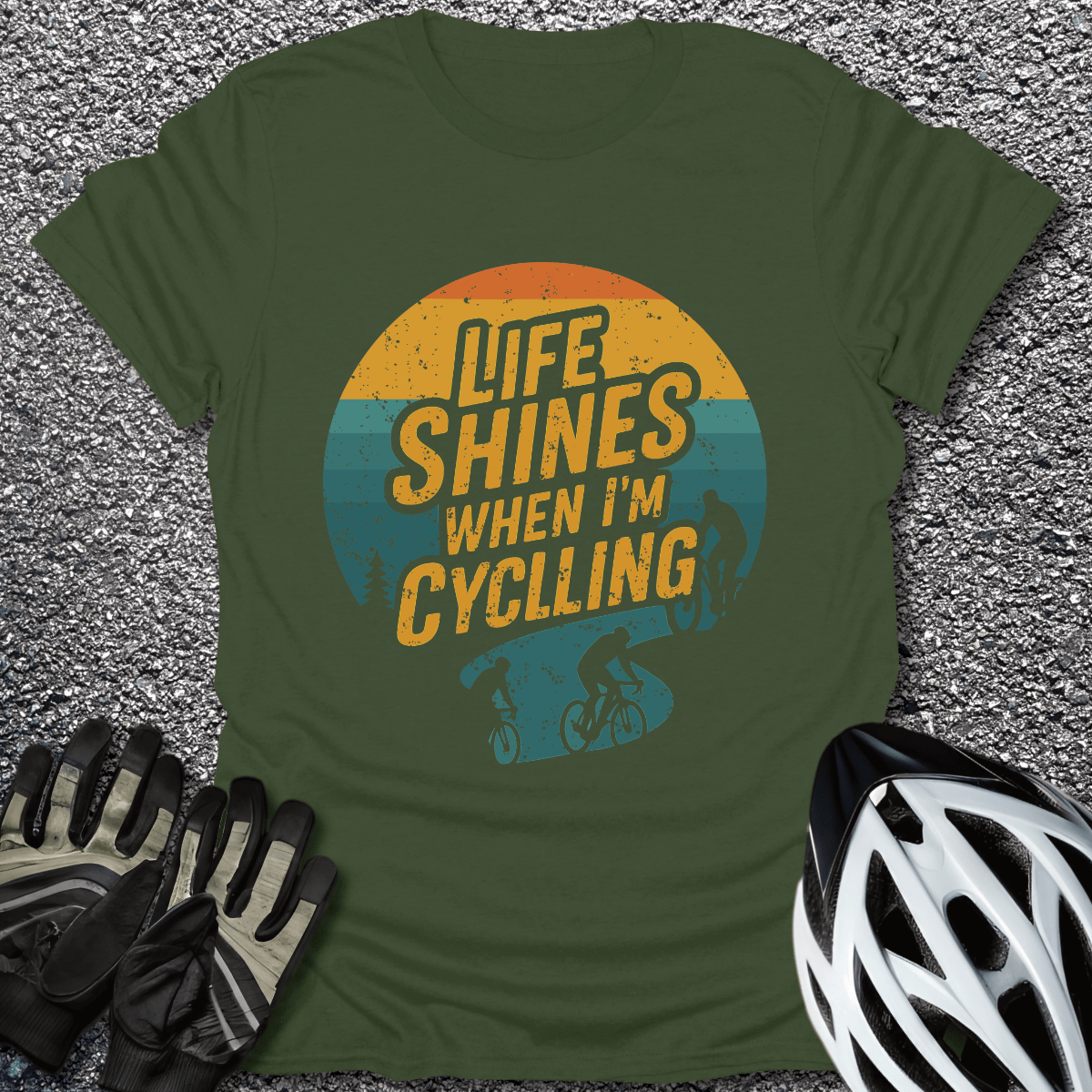 Life Shines T-Shirt in Military Green / S from CycleTees