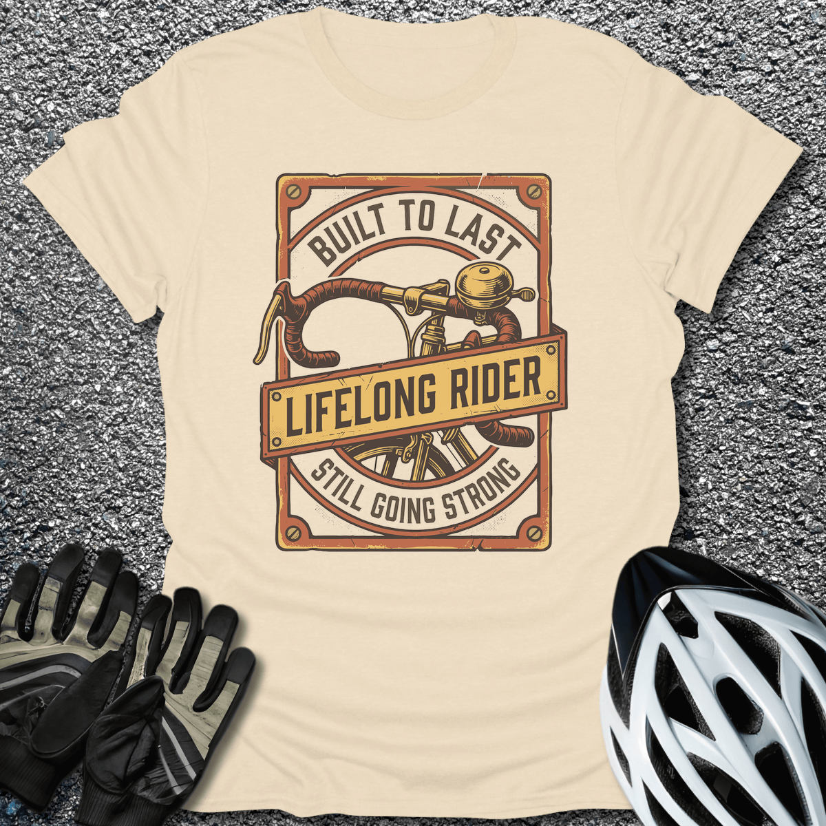Lifelong Rider T-Shirt in Natural / S from CycleTees