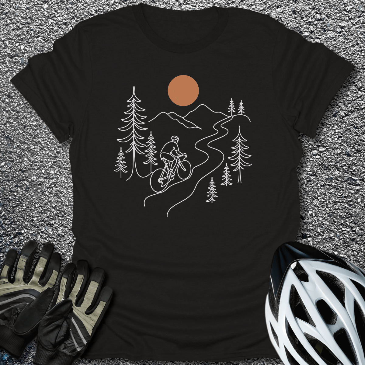 Line Art Cyclist T-Shirt in Black / S from CycleTees