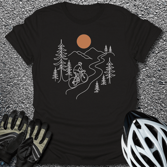 Line Art Cyclist T-Shirt in Black / S from CycleTees