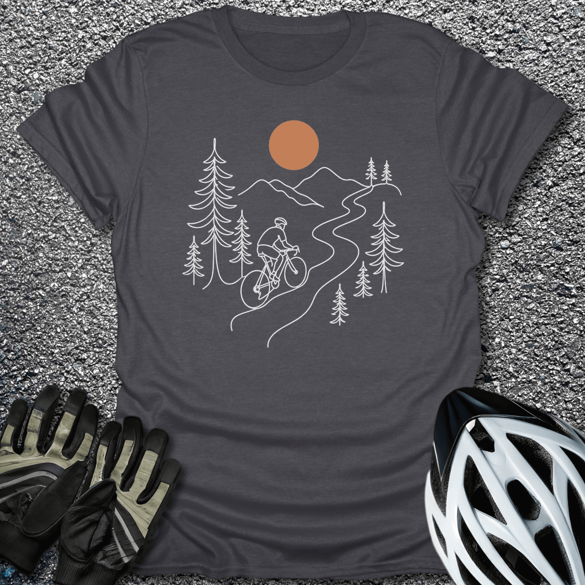 Line Art Cyclist T-Shirt in Dark Heather / S from CycleTees