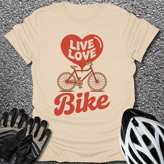 Live Love Bike T-Shirt in Sand / S from CycleTees