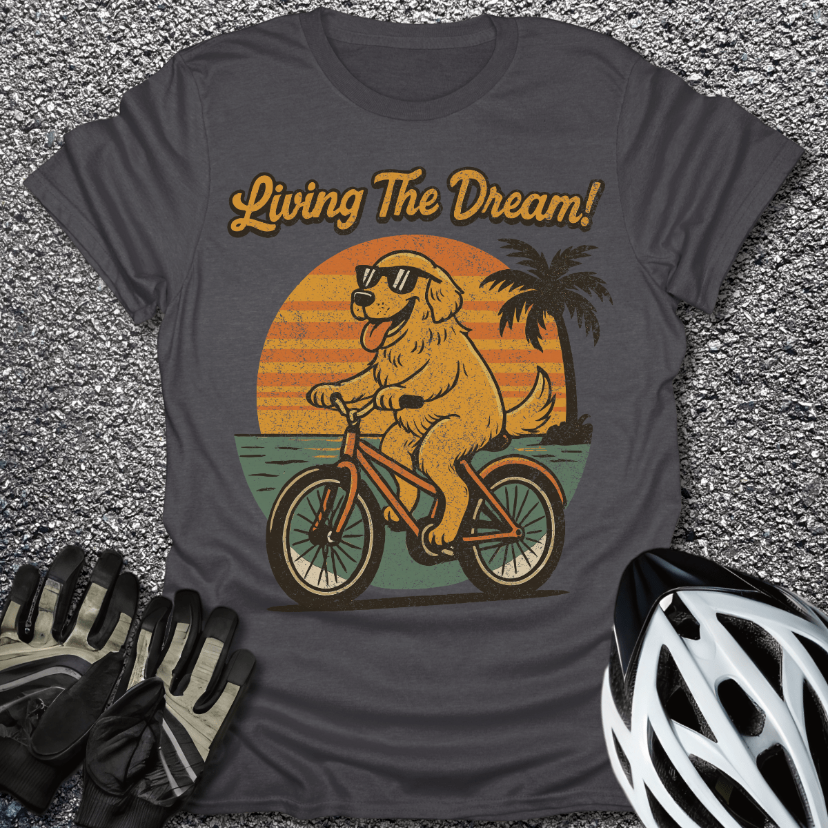 Living the Dream T-Shirt in Dark Heather / S from CycleTees