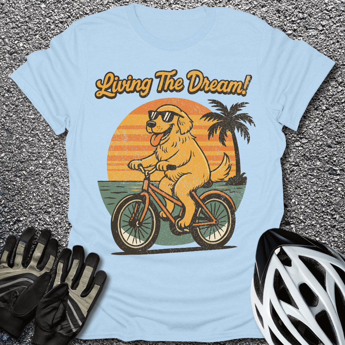 Living the Dream T-Shirt in Light Blue / S from CycleTees