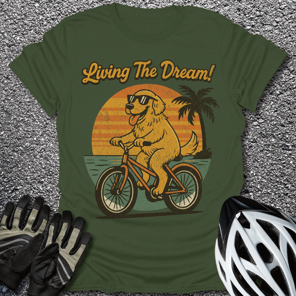 Living the Dream T-Shirt in Military Green / S from CycleTees
