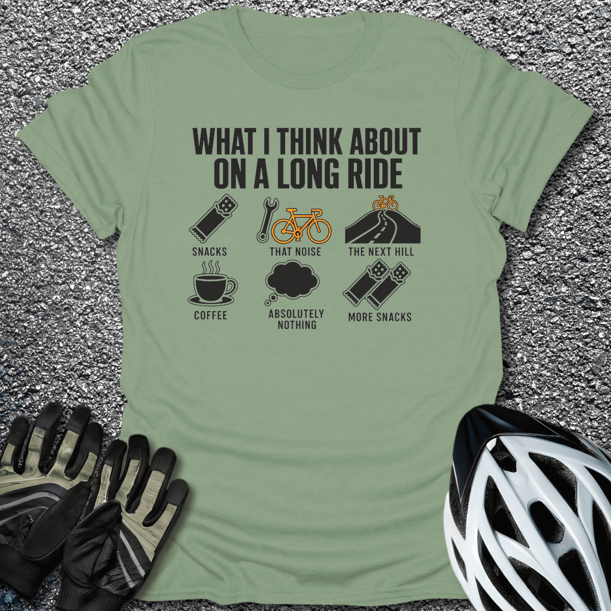 Long Ride Brain T-Shirt in Sage / S from CycleTees