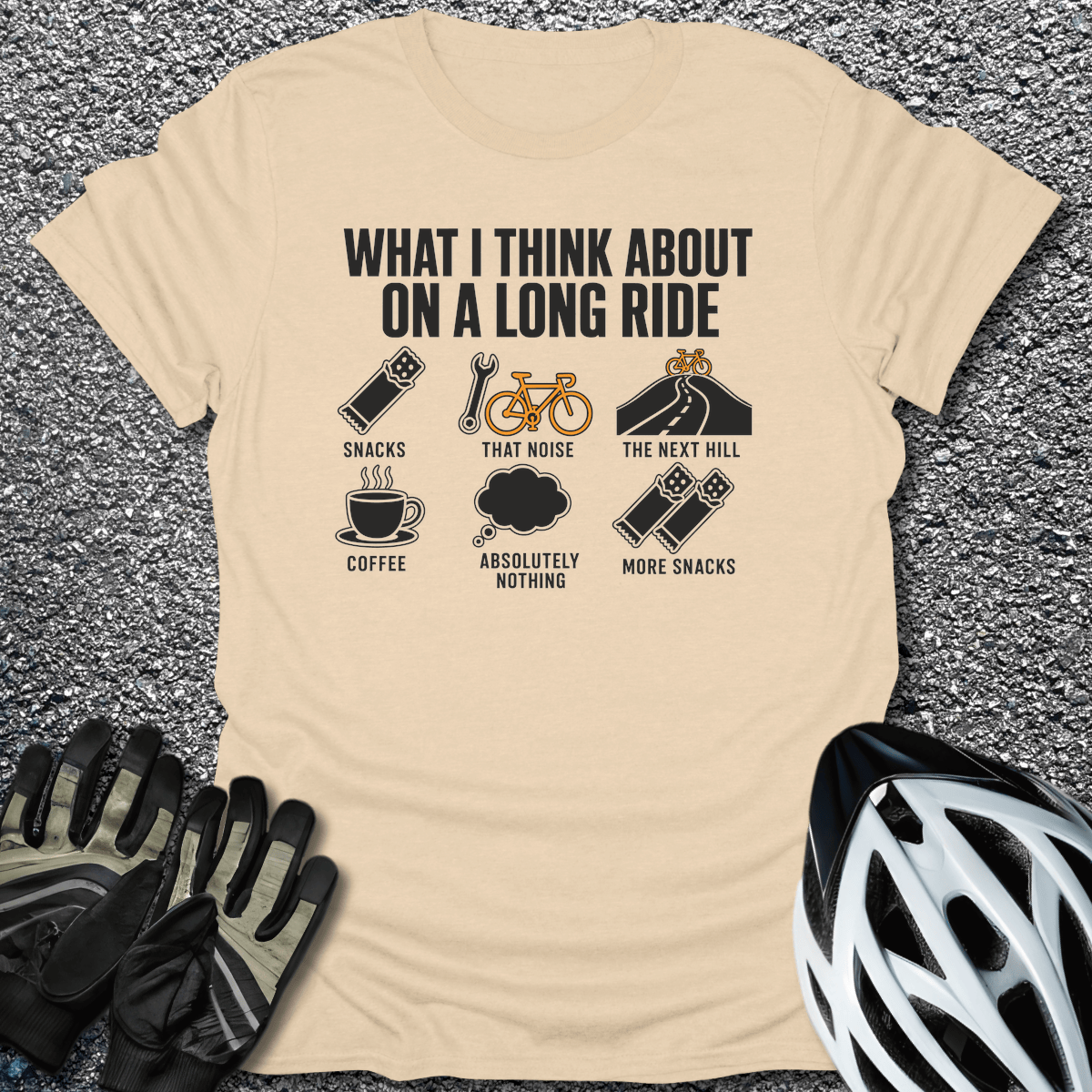 Long Ride Brain T-Shirt in Sand / S from CycleTees