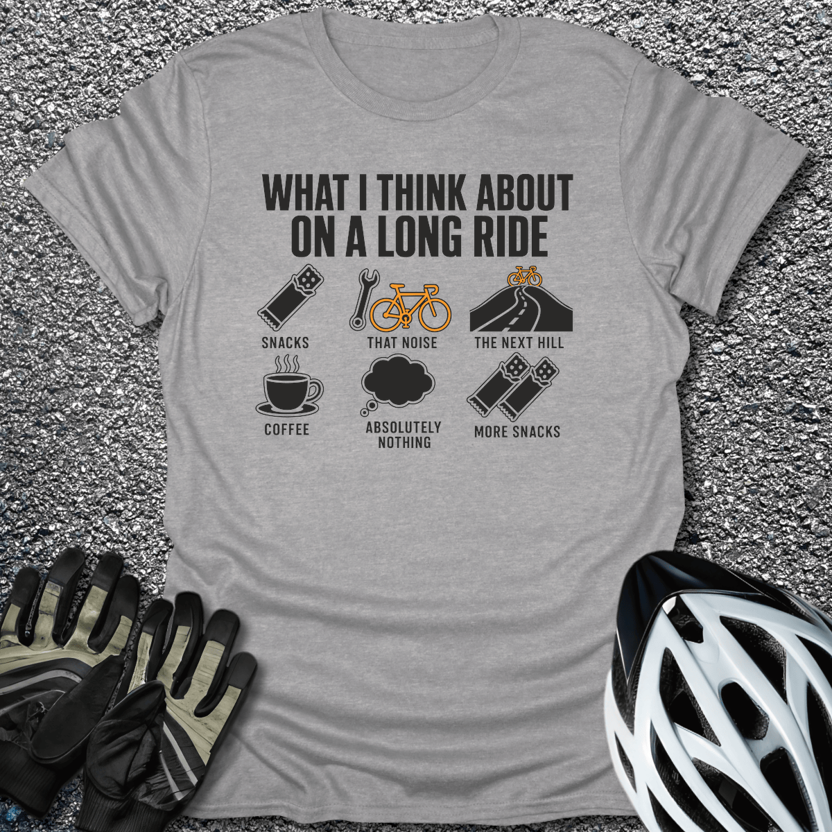 Long Ride Brain T-Shirt in Sport Grey / S from CycleTees